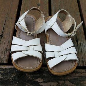 White salt water sandals